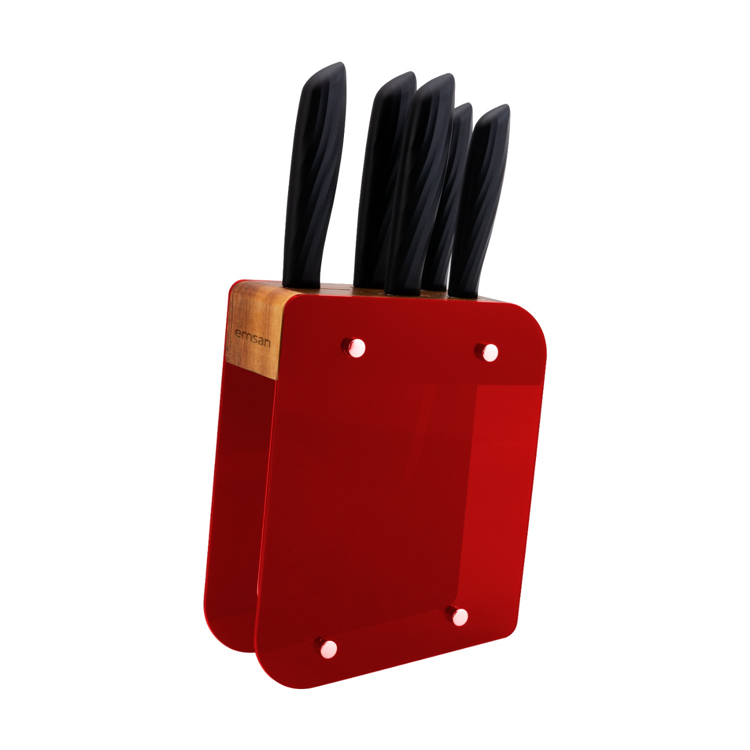 ست چاقوی آشپزخانه 6 پارچه امسان مدل Emsan Kumsal Kırmızı